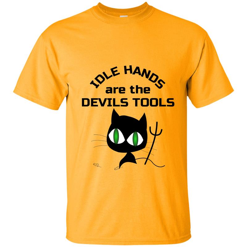 Evil Cat T-shirt Idle Hands Are the Devils Tools T-shirt-mt