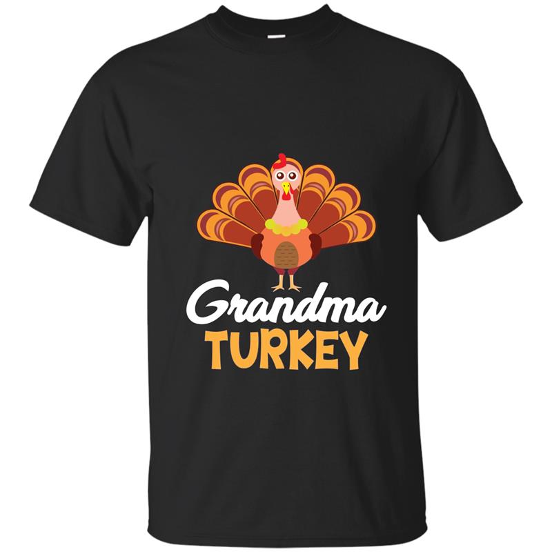 Grandma Turkey Family Matching Cool Thanksgiving T-Shirt T-shirt-mt