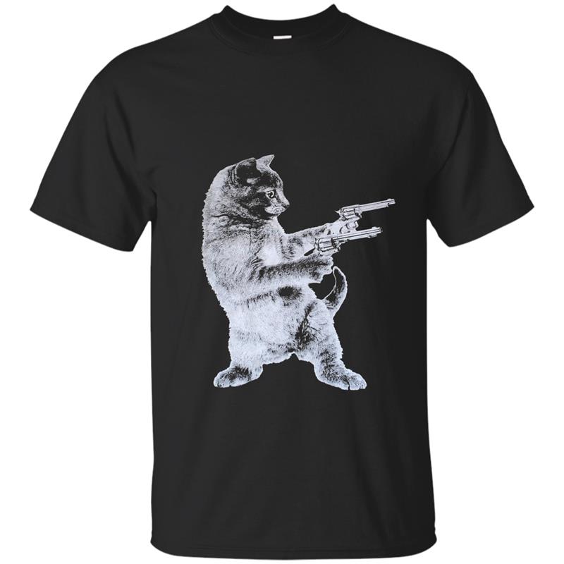 Gunslinger Kitty - Cat T-Shirt- Cat Lover- Funny Gun Tee-TH T-shirt-mt