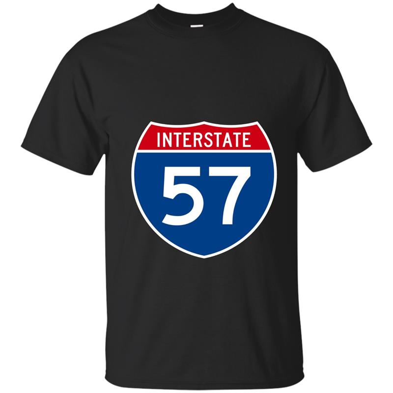  Interstate 57 I-57 Shield Highway Years Old Birthday T-Shirt-PL T-shirt-mt