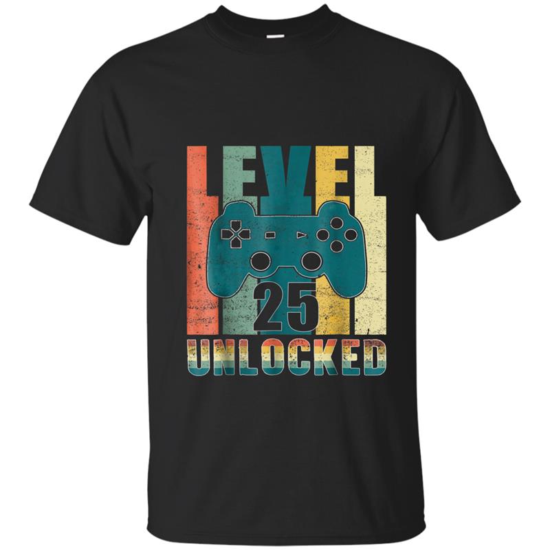 Level 25 Unlocked 25th Birthday Gift Video Gamer 1993 T-shirt-mt T-shirt-mt