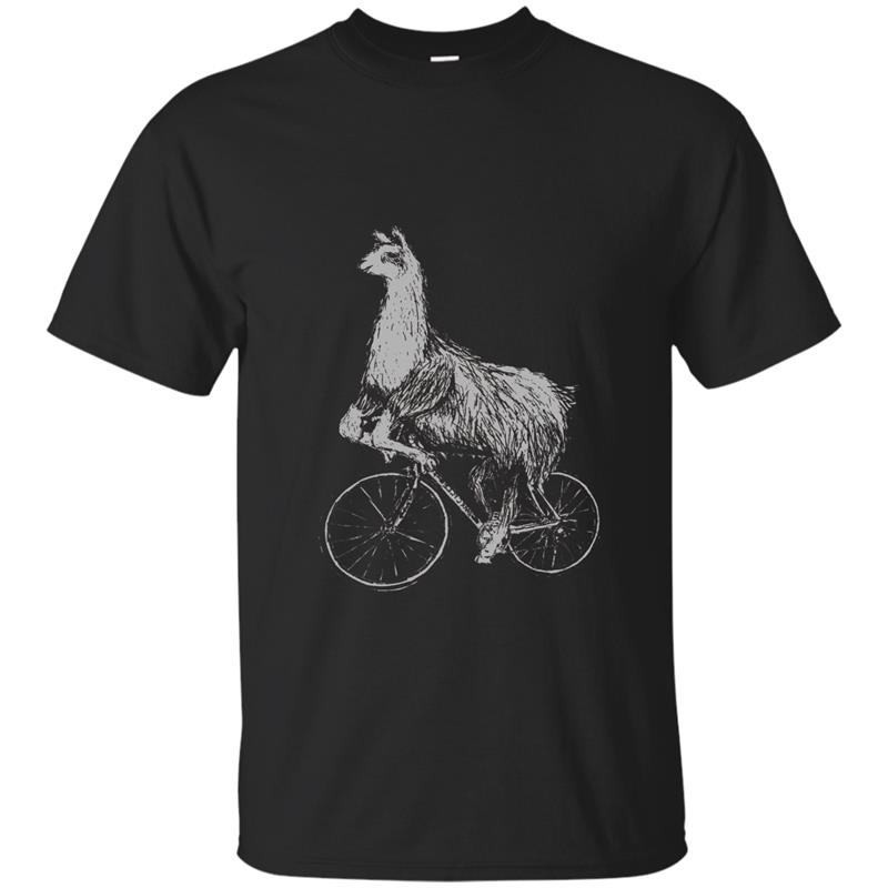 Llama on a Bicycle T Shirt- Funny Alpaca Shirts- Llama Shirt T-shirt-mt