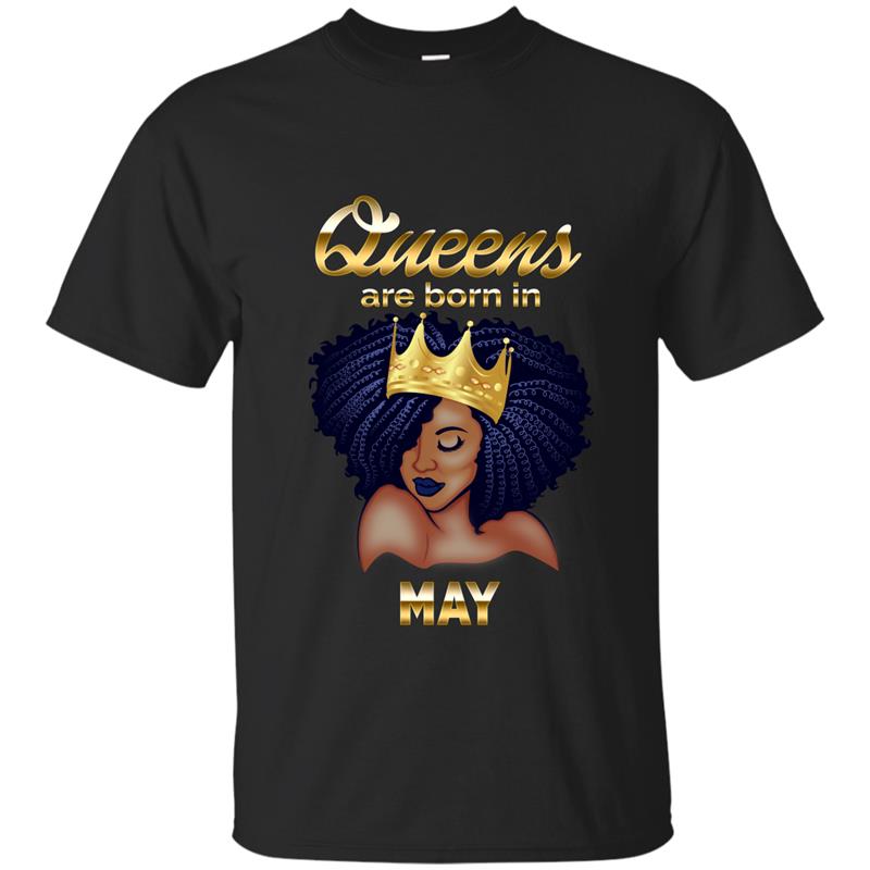 Queens Are Born In May Birthday T Shirt for Black Women T-shirt-mt