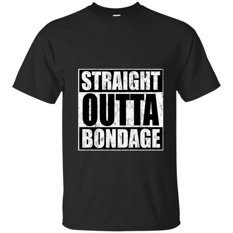 Straight Outta Bondage BDSM Kink Distressed T-Shirt T-shirt-mt