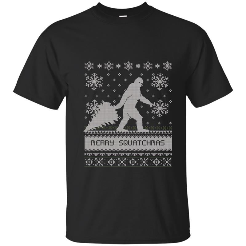 Ugly Sweater Merry Squatchmas Big Foot Holiday T-Shirt T-shirt-mt