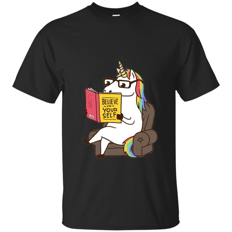 Unicorn Shirt Believe in Yourself Motivational Book Lover-ah my shirt T-shirt-mt