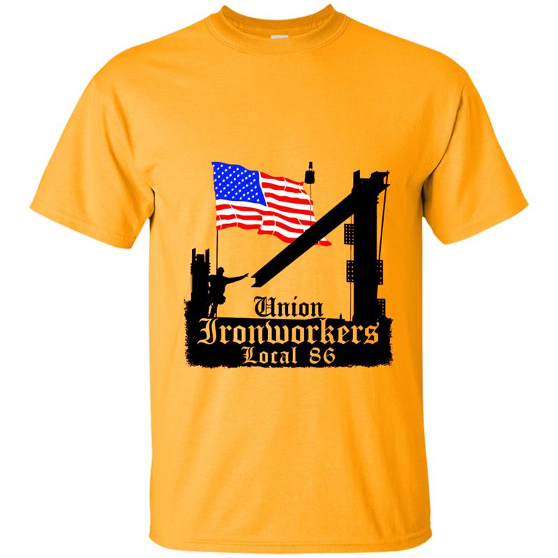 Union Ironworkers Local 86 Seattle American Flag Tee T-shirt-mt