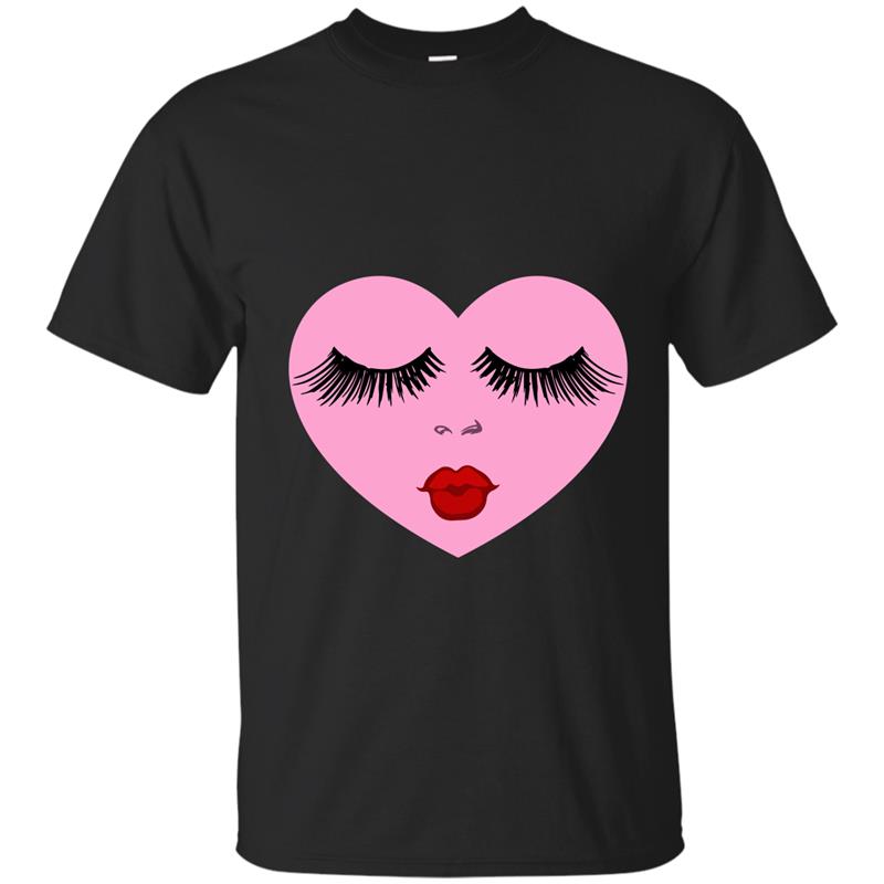 Valentine Day Gift Pink Lady Heart w Eyelashes Vday Shirt-RT T-shirt-mt