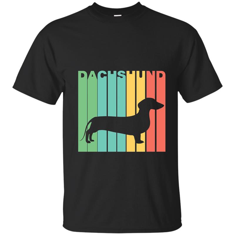 Vintage 1970s Style Dachshund Silhouette Dog Owner T-Shirt-TD T-shirt-mt