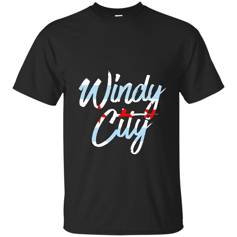 WINDY CITY Sweatshirt Custom Cursive Font Chicago Flag Shirt-ah my shirt one gift T-shirt-mt