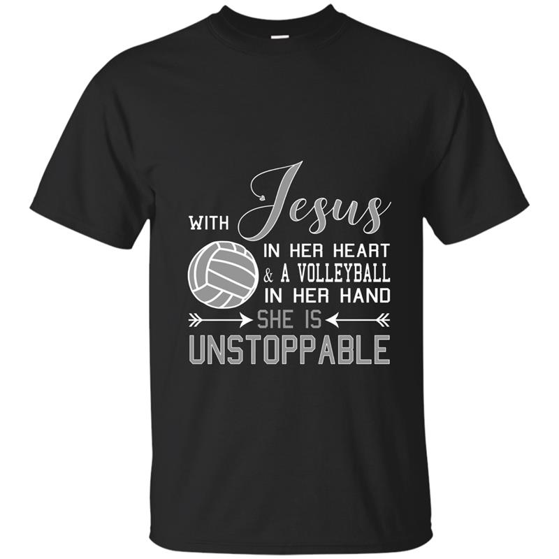 With Jesus In Her Heart _ A Volleyball LONG SLEEVE T-shirt T-shirt-mt