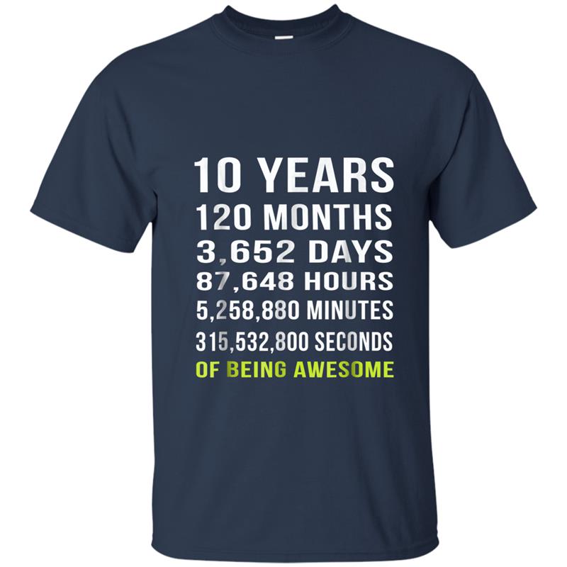 10th Birthday Gift  10 Years Old Being Awesome Tee T-shirt-mt