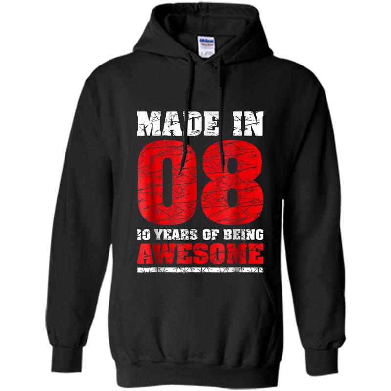 10th Birthday Gift  Made In 2008 Awesome 10 Years Old Hoodie-mt