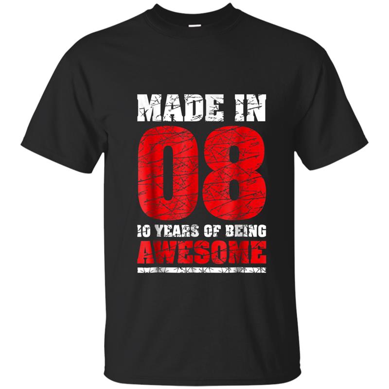 10th Birthday Gift  Made In 2008 Awesome 10 Years Old T-shirt-mt
