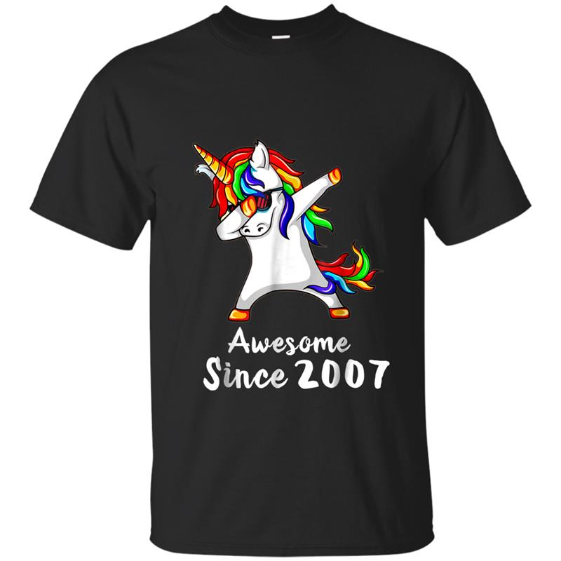 11 Years Old 11th Birthday Unicorn Dabbing  2007 Gift T-shirt-mt