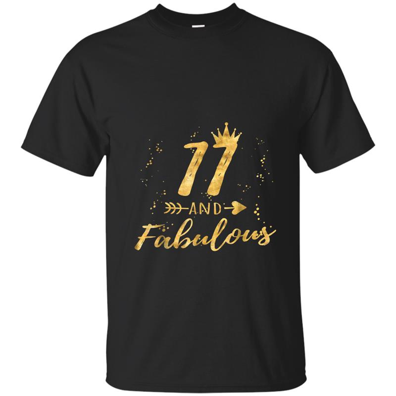 11th Birthday 11 and Fabulous Party Gold Gif for Girl T-shirt-mt