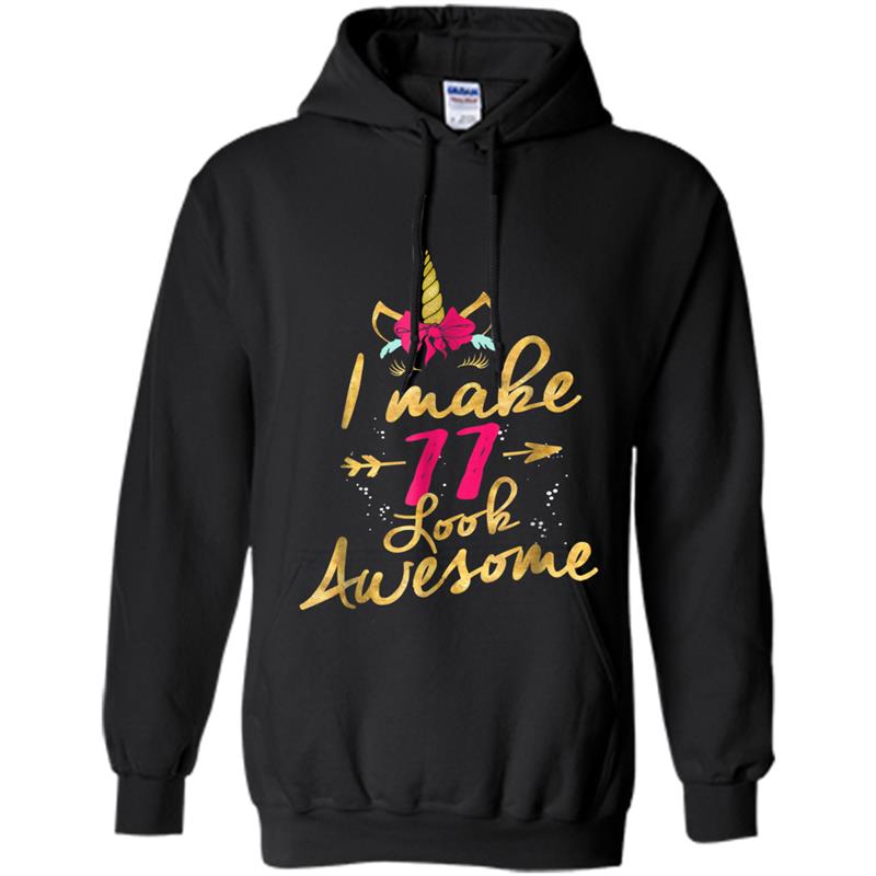 11th Birthday Gold Unicorn Gif I Make 11 Look Awesome Hoodie-mt