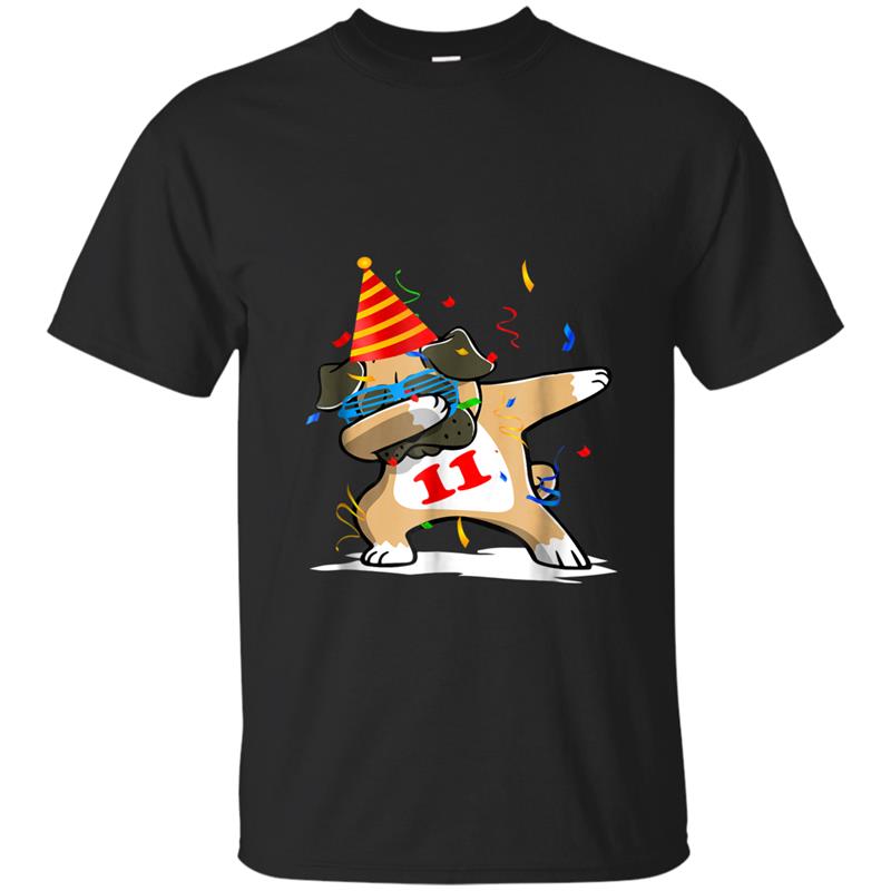 11th Birthday Pug Dabbing Funny Gift for Boys, Girls T-shirt-mt