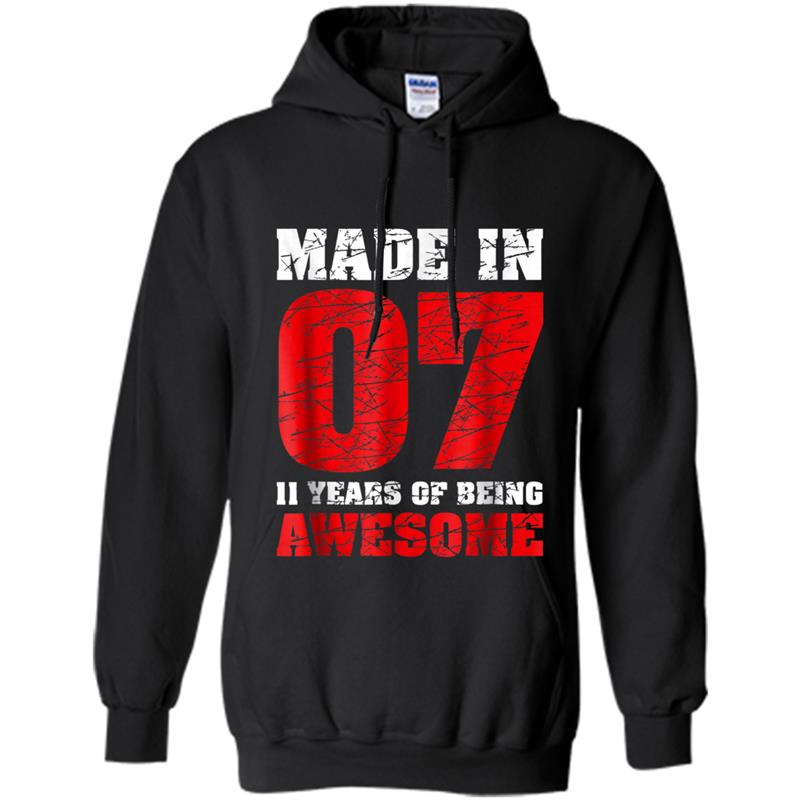 11th Birthday  Gift Made In 2007 Awesome 11 Years Olds Hoodie-mt