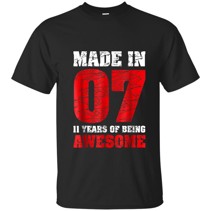 11th Birthday  Gift Made In 2007 Awesome 11 Years Olds T-shirt-mt