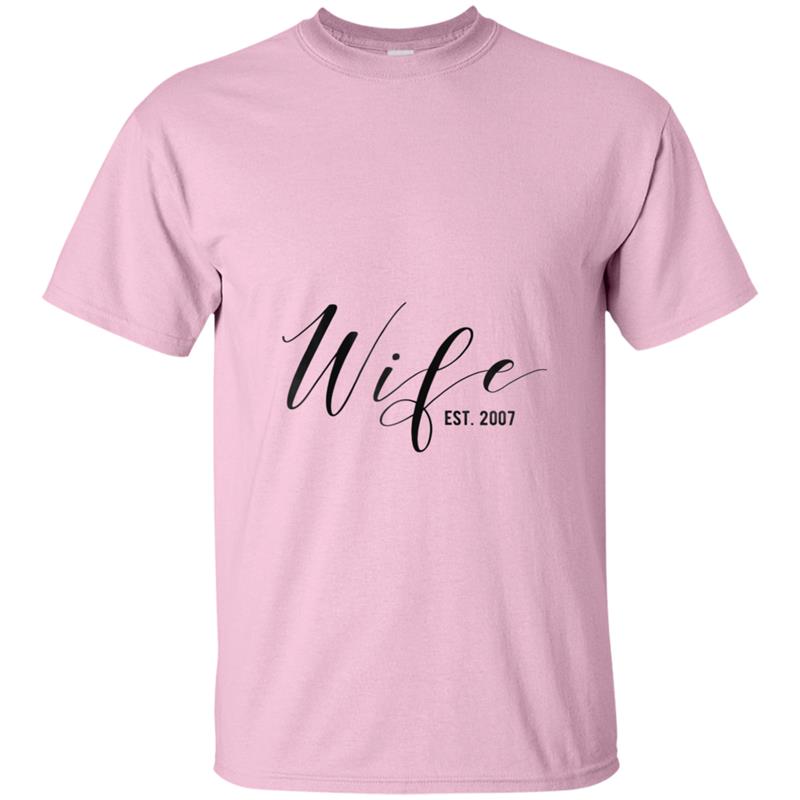 11th Wedding Anniversary Gift Wife Est 2007  for Her T-shirt-mt