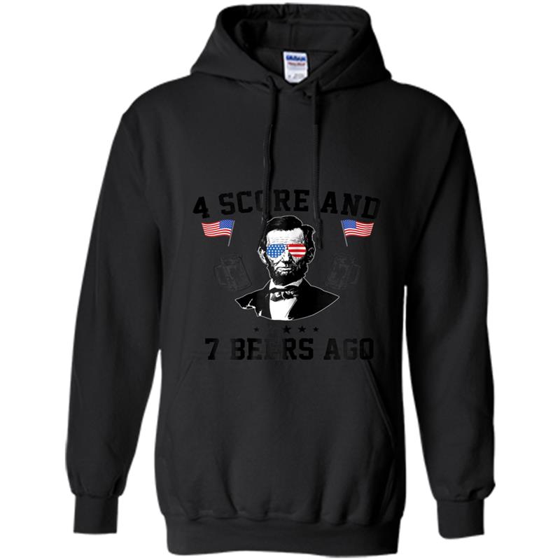 4 Score and 7 Beers Ago - 4th Of July Drinking Hoodie-mt