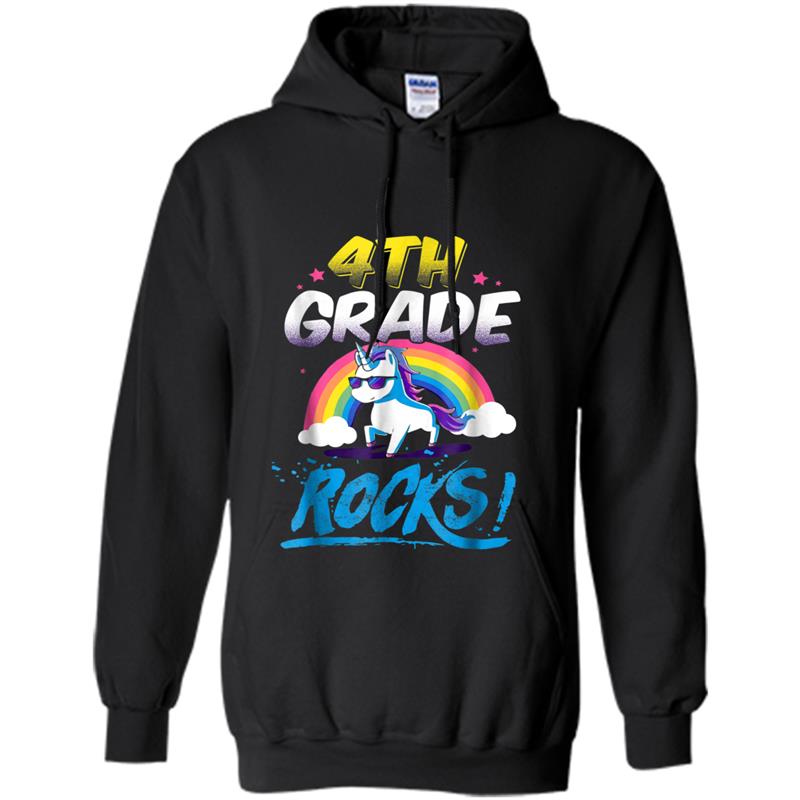 4th Grade Rocks  Funny Unicorn  Back To School Hoodie-mt