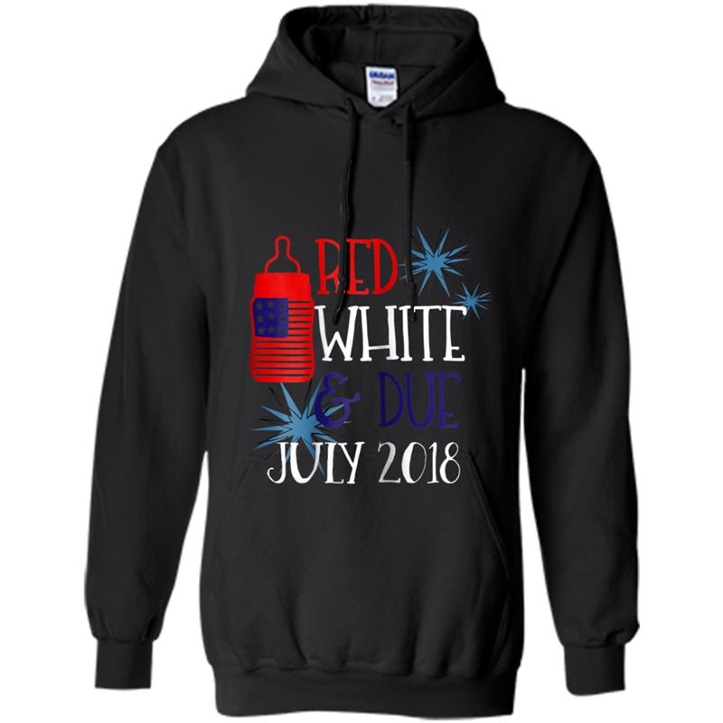 4th of July Pregnancy  Due July 2018 Pregnant Hoodie-mt