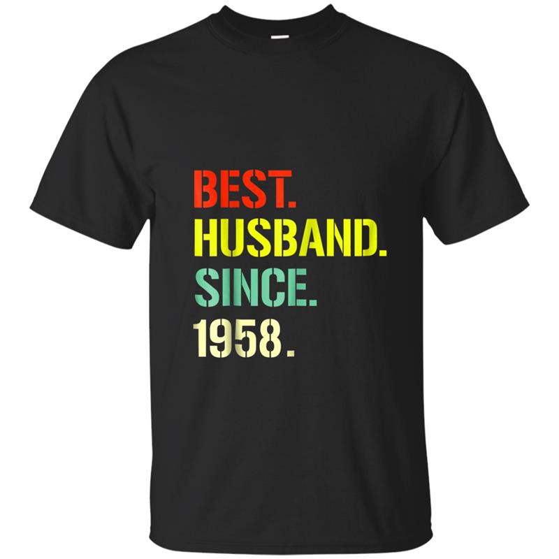 60th Wedding Anniversary Gift 60 yrs Best Husband Since 1958 T-shirt-mt