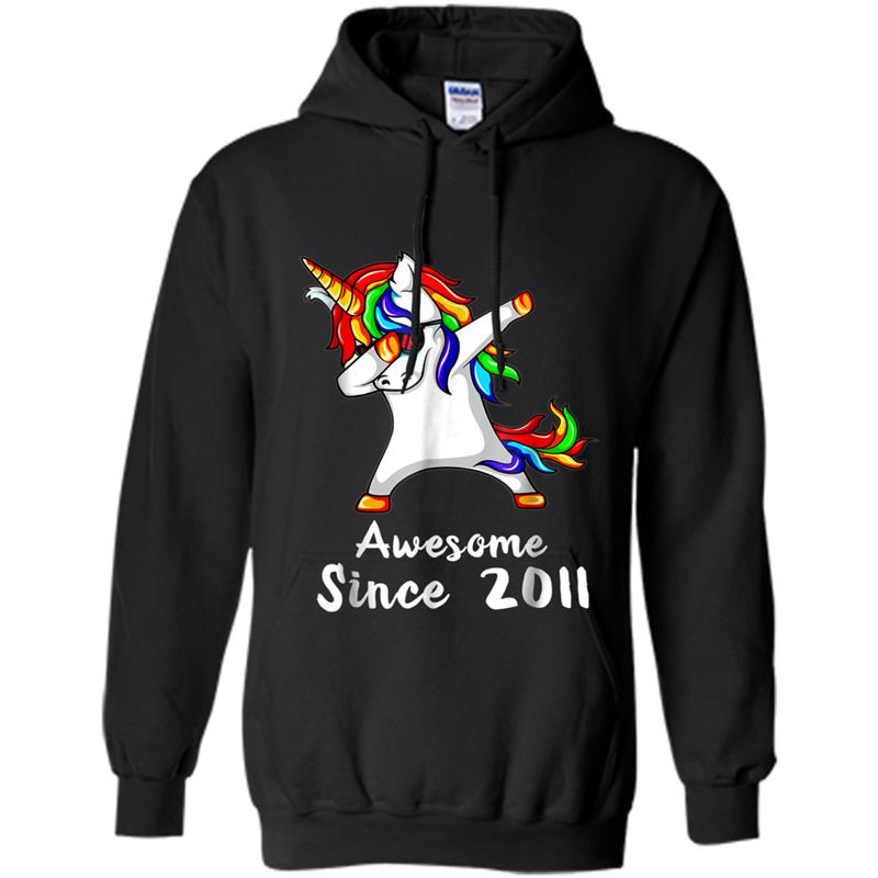 7 Years Old 7th Birthday Unicorn Dabbing  2011 Gift Hoodie-mt