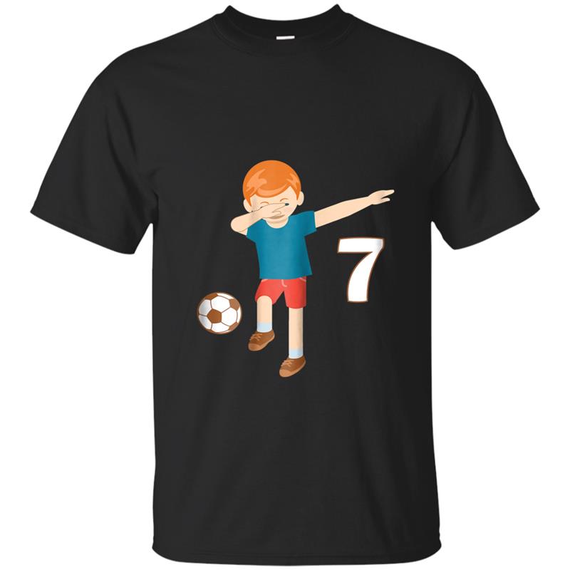 7th Bday Gift Boys Age 7 Years Old Dabbing Soccer  Fun T-shirt-mt