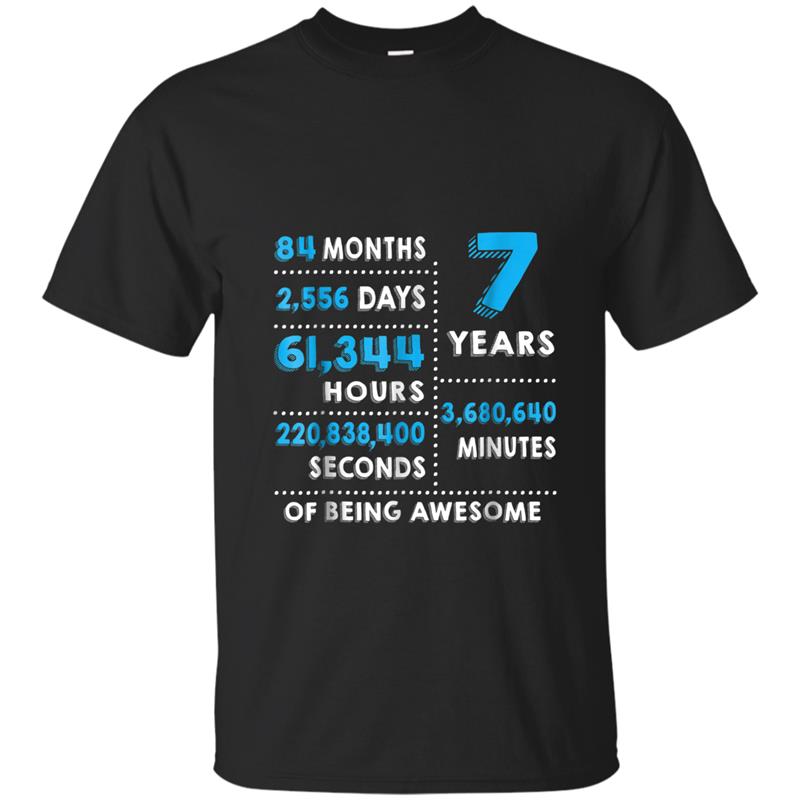 7th Birthday Gift  7 Years Old Being Awesome Tee T-shirt-mt