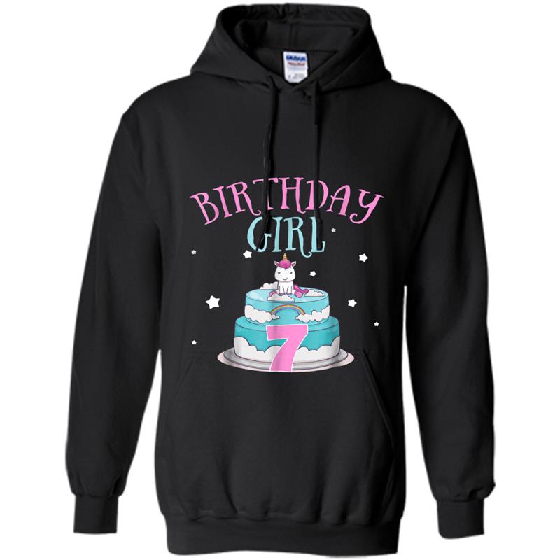 7th Birthday  Unicorn Cake Awesome Gift 7 Years Old Hoodie-mt