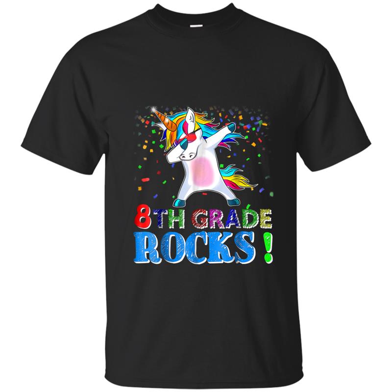 8th Grade Rocks! Dabbing Unicorn  Funny Back To School T-shirt-mt