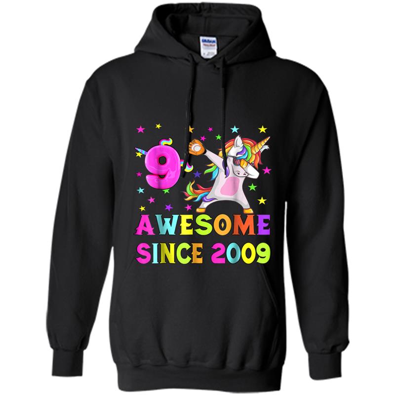 9 And Awesome Unicorn Dabbing 9th B-day Hoodie-mt