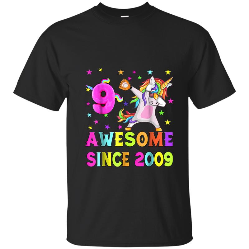 9 And Awesome Unicorn Dabbing 9th B-day T-shirt-mt