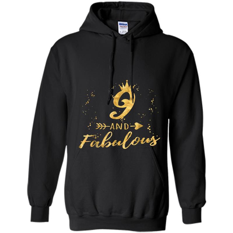 9 and Fabulous 9th Birthday Party Gold Gif for Girls Hoodie-mt