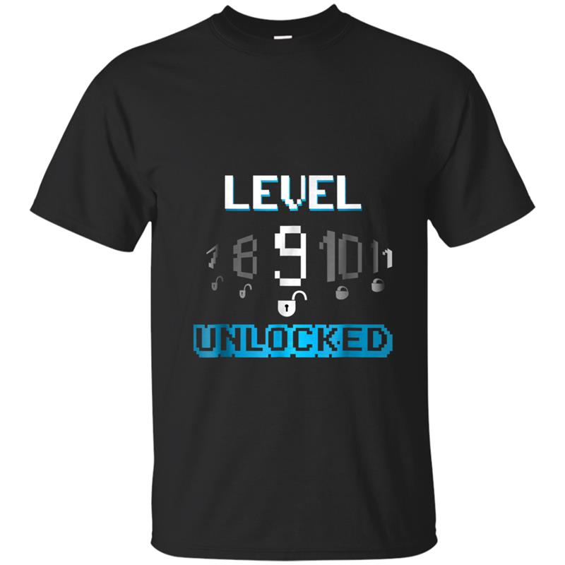 9th Birthday  Level 9 Unlocked Funny Gamer Kid T-shirt-mt