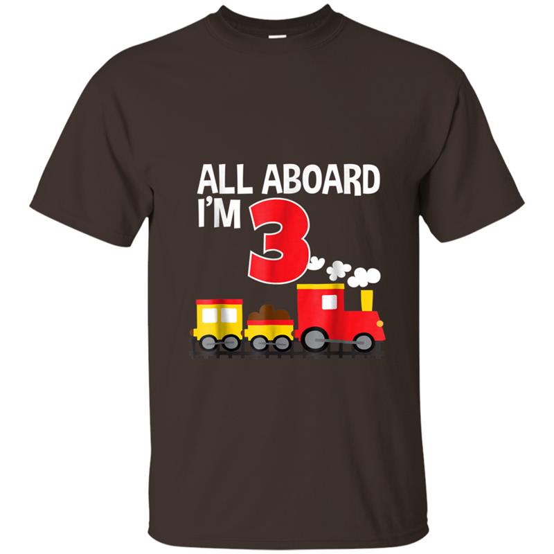 All Aboard I'm 3 Train Birthday  Toddler Boys Girls T-shirt-mt