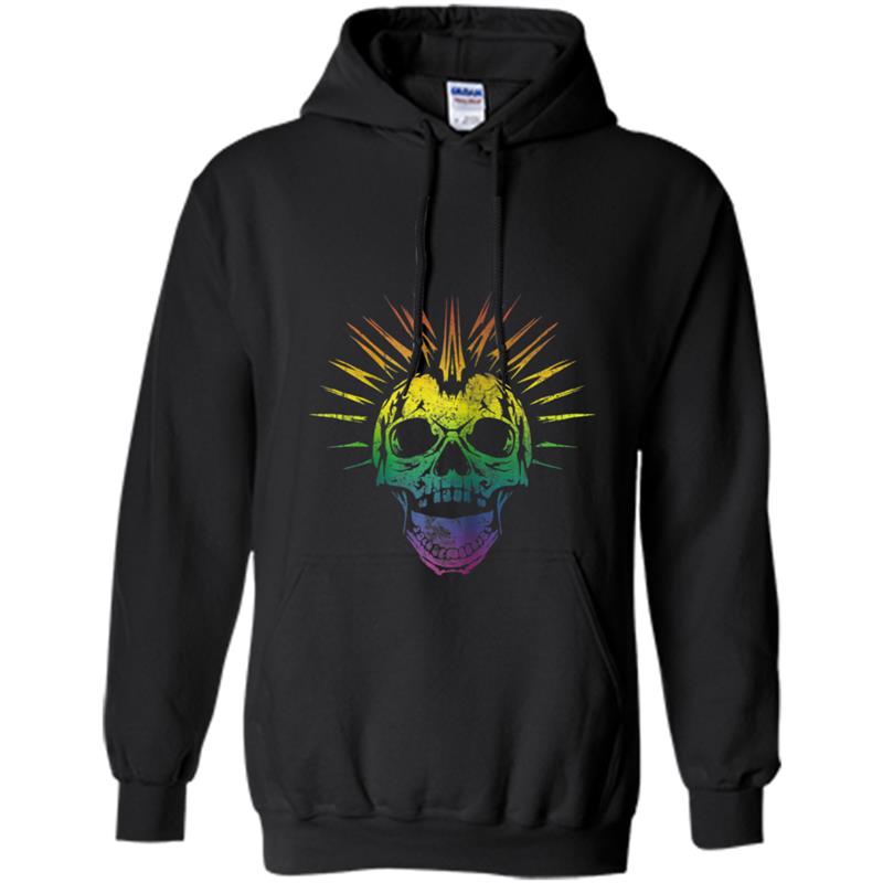 Alternative Gay Pride Rainbow Skull Mohawk Hoodie-mt