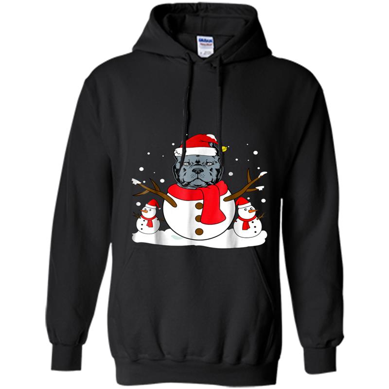 American Bully Christmas Snowman Funny  Dog Lover Hoodie-mt
