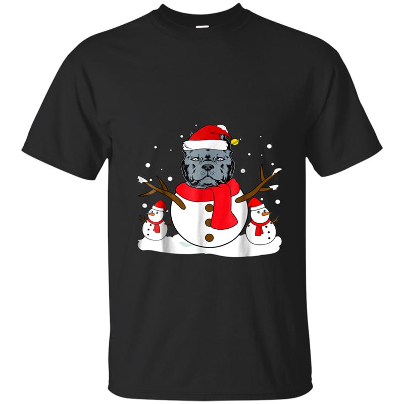 American Bully Christmas Snowman Funny  Dog Lover T-shirt-mt