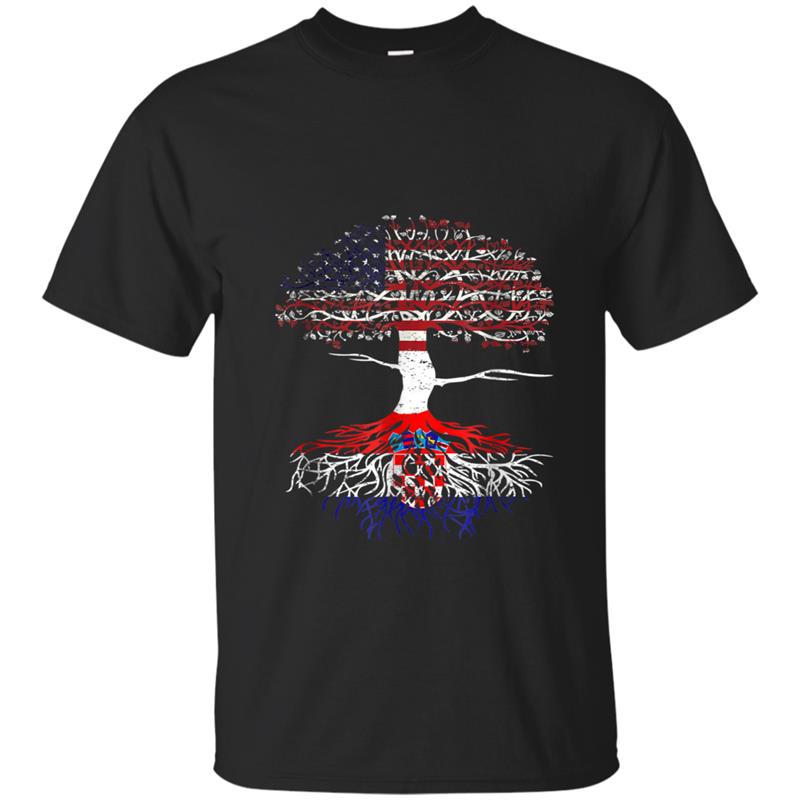 American Hearts Croatian Roots Patriot USA Croatia Flag Tee T-shirt-mt