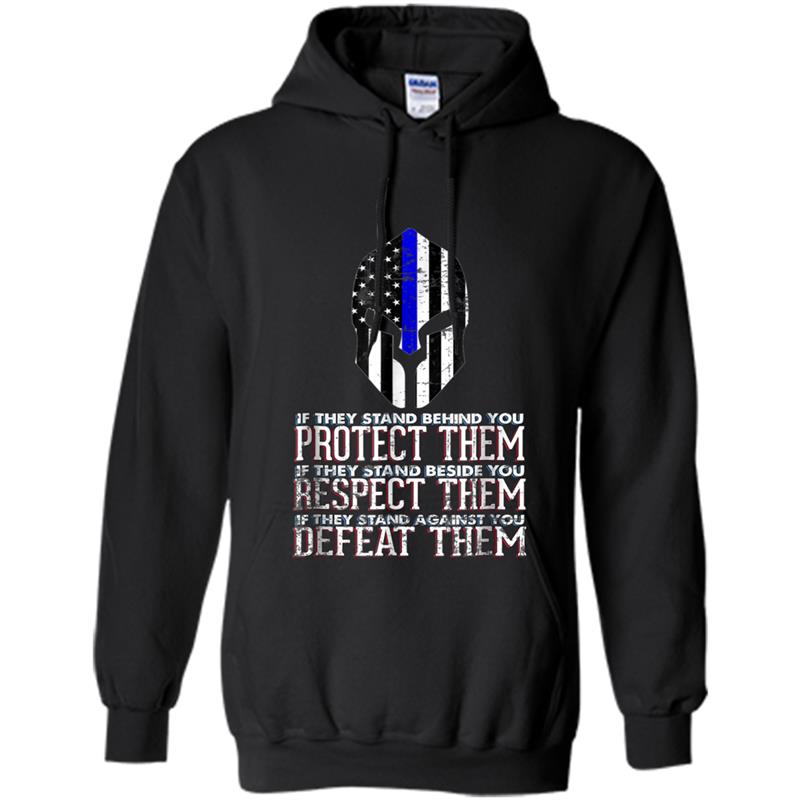 American Spartan Warrior Helmet. Thin blue line Hoodie-mt