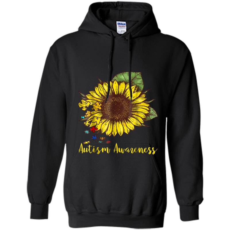 Autism Awareness Puzzle Sunflower Lover Vintage Gif Hoodie-mt