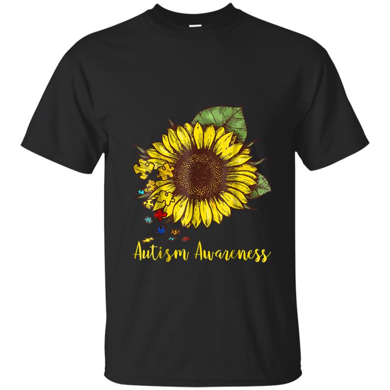 Autism Awareness Puzzle Sunflower Lover Vintage Gif T-shirt-mt