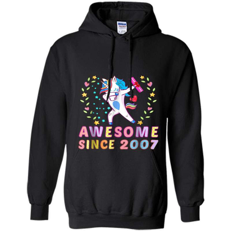 Awesome Since 2007 Unicorn Girls Gifts Age 11 Birthday Bday Hoodie-mt