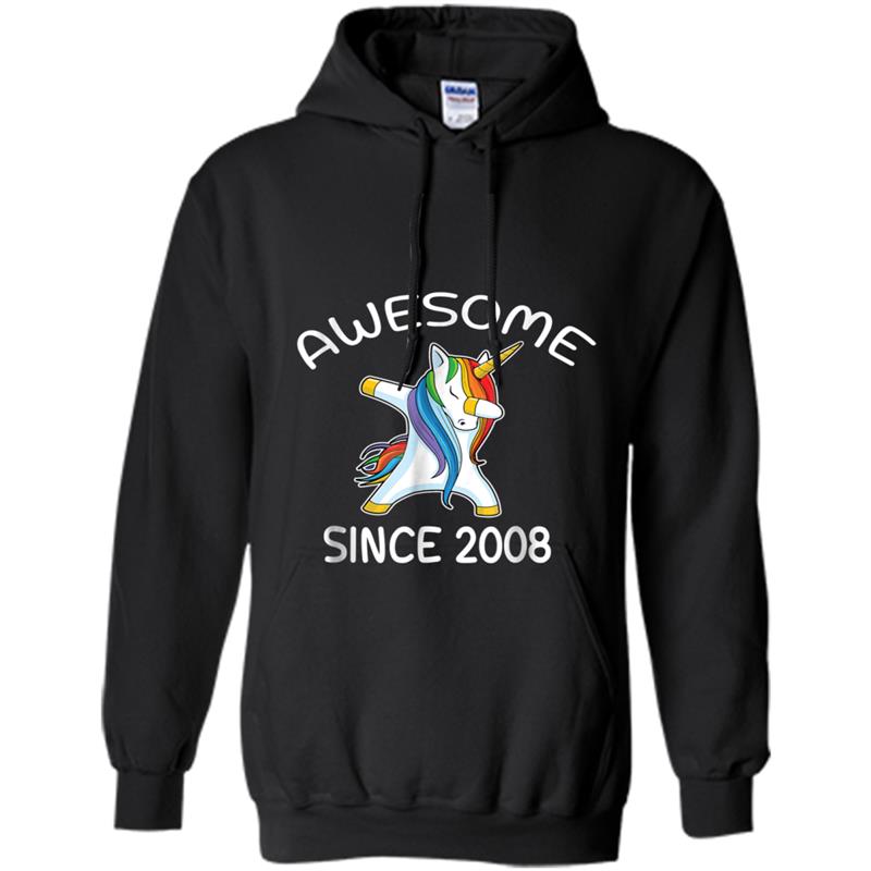 Awesome Since 2008 Cute Unicorn Birthday Hoodie-mt