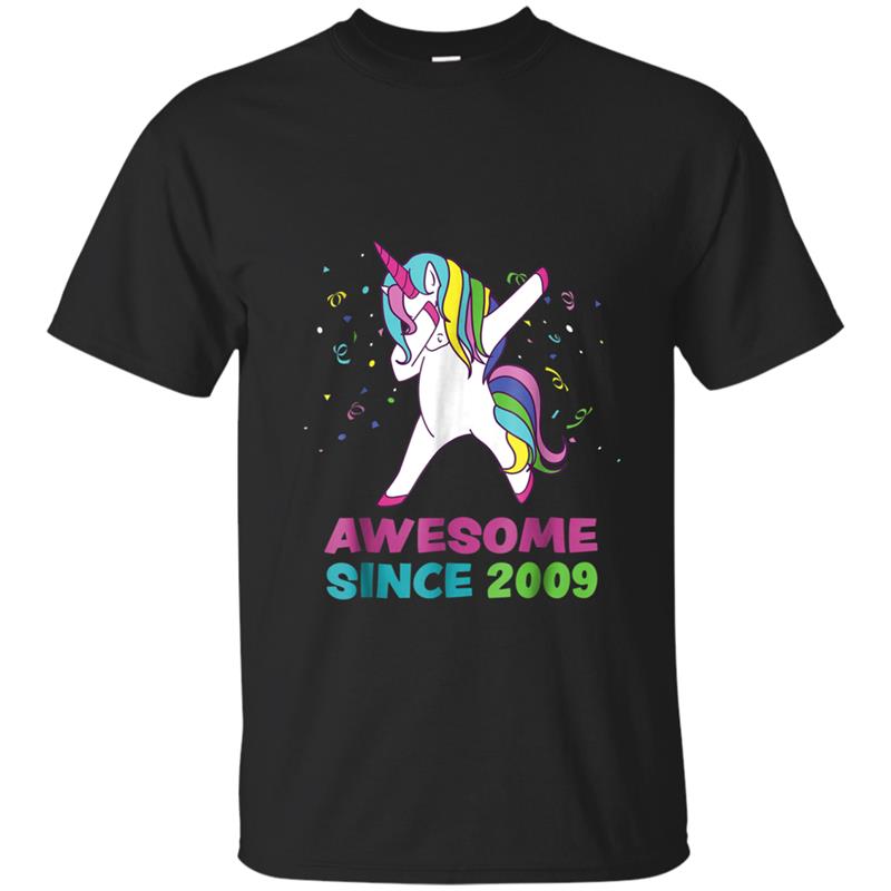 Awesome Since 2009 Dabbing Unicorn 9th Birthday T-shirt-mt