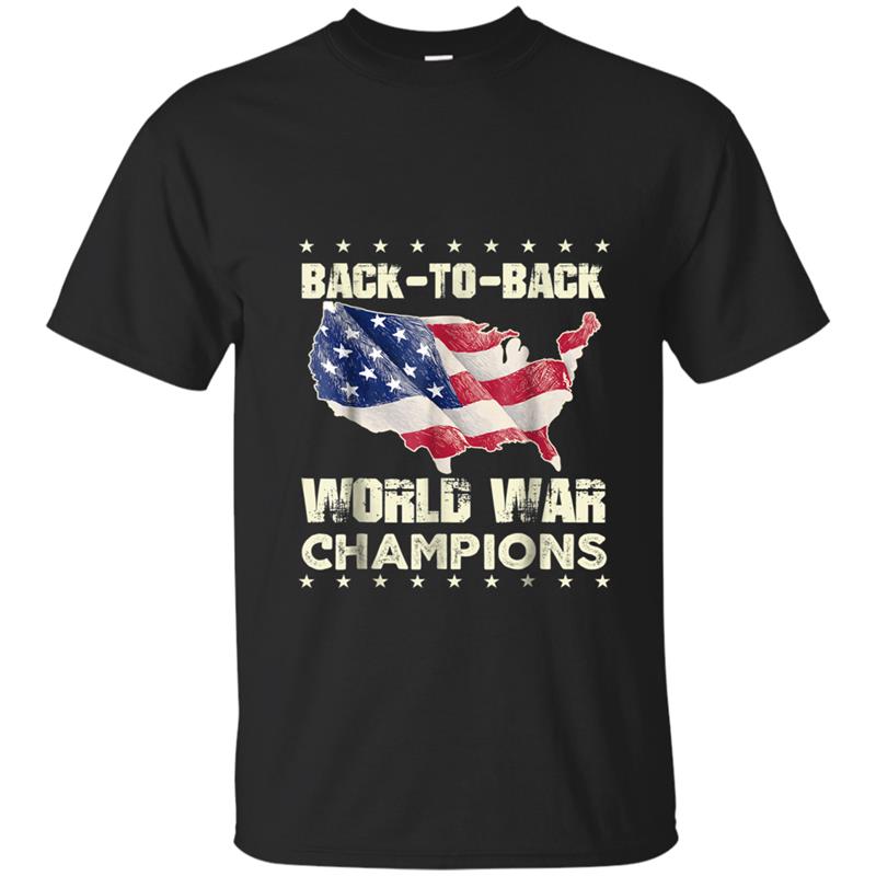 Back to Back World War Champions US Flag Vintage T-shirt-mt